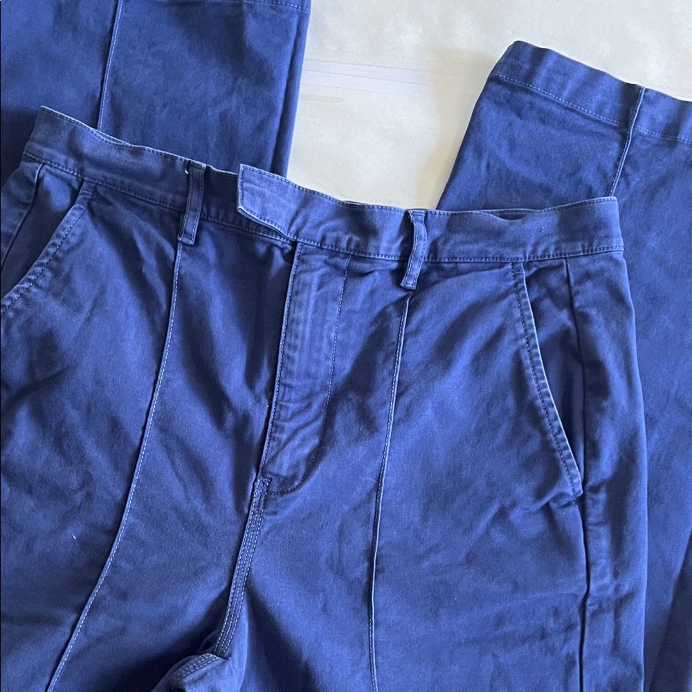Alex Mill Navy Blue High-Rise Pleated Trousers
